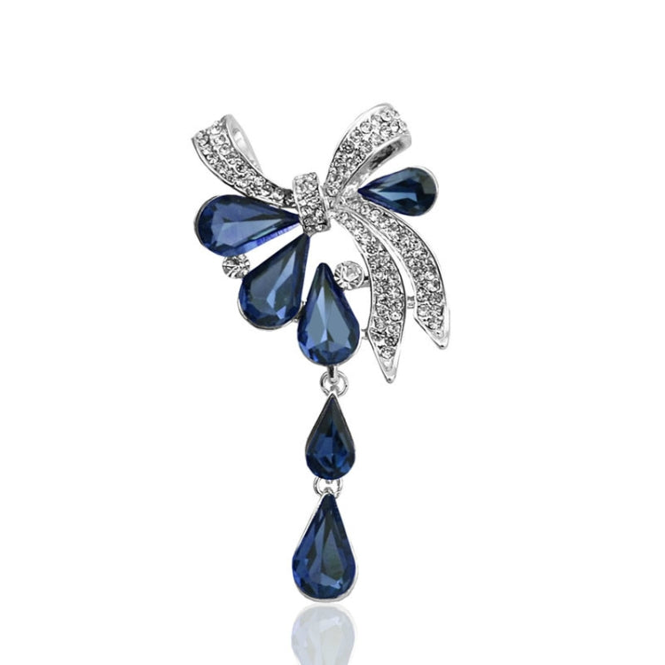 Women Drill Droplet Butterfly-knotted Brooch, Blue, Purple, White