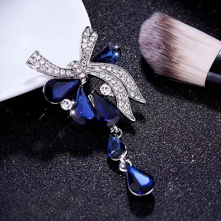 Women Drill Droplet Butterfly-knotted Brooch, Blue, Purple, White