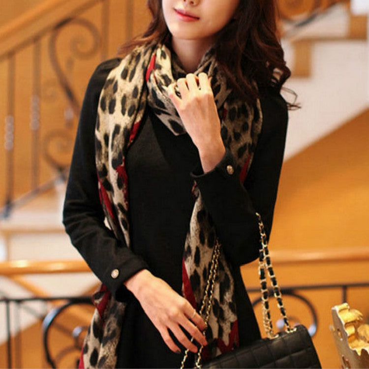 Autumn and Winter Leopard Heart-shape Pattern Scarf Shawl Dual-use Long Sunscreen Scarf, 180 x 112cm