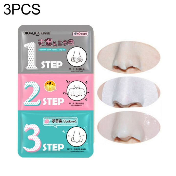 3 PCS Beauty Pig Nose Mask Remove Blackhead Acne Remover Clear Black Head 3 Step Kit Skin, Blue, Red