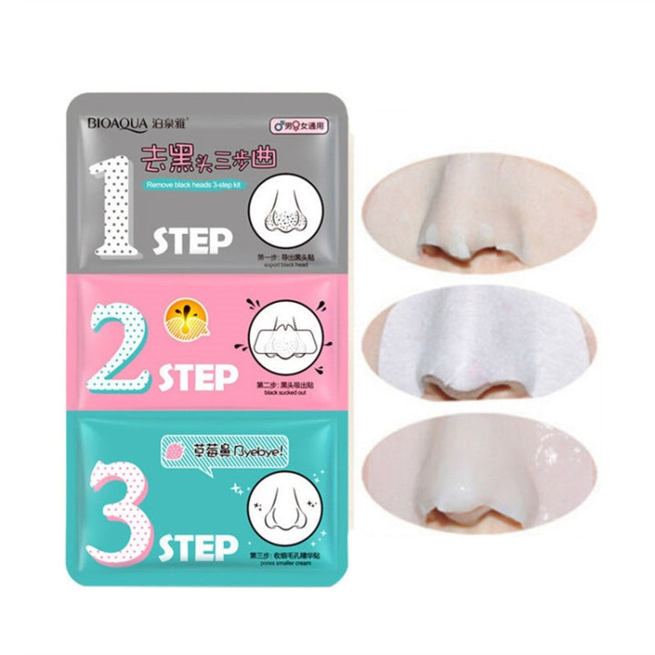 3 PCS Beauty Pig Nose Mask Remove Blackhead Acne Remover Clear Black Head 3 Step Kit Skin, Blue, Red