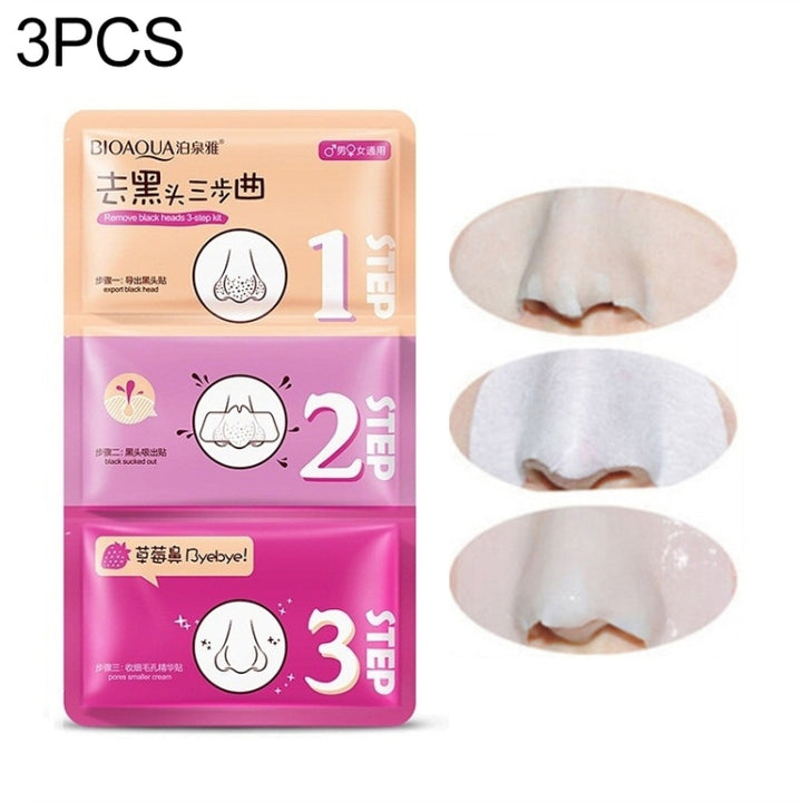 3 PCS Beauty Pig Nose Mask Remove Blackhead Acne Remover Clear Black Head 3 Step Kit Skin, Blue, Red