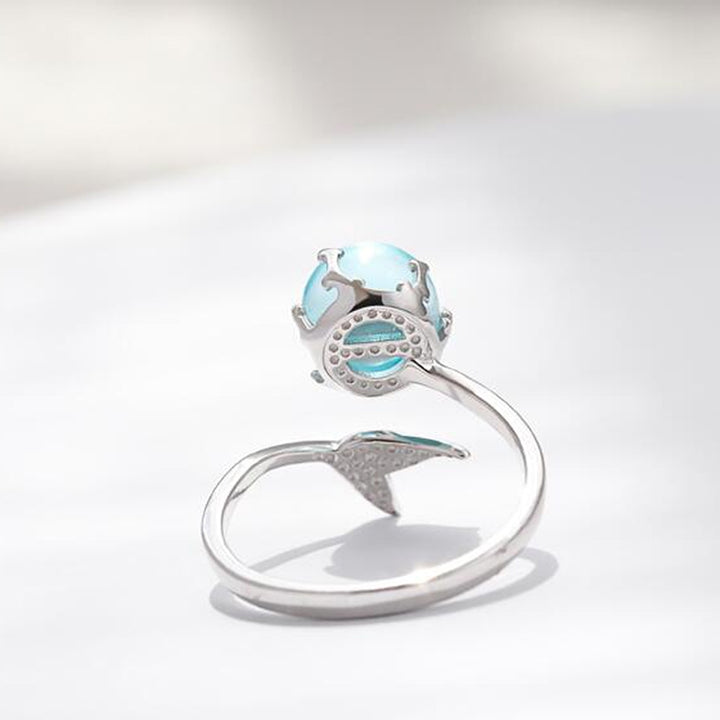 Women Fashion Blue Crystal Mermaid Shape Open Rings