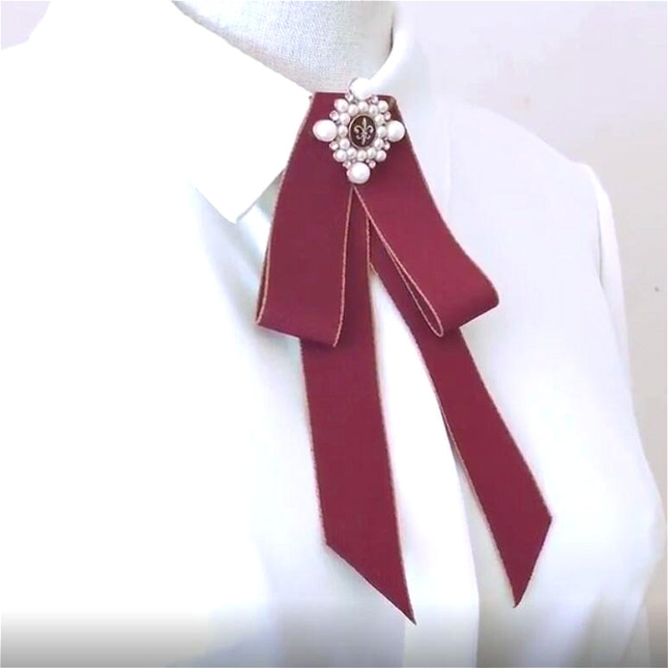 Unisex Pearl Bow-knot Cloth Bow Tie Brooch Clothing Accessories, Tie Belts Version, Pin Buckle Version