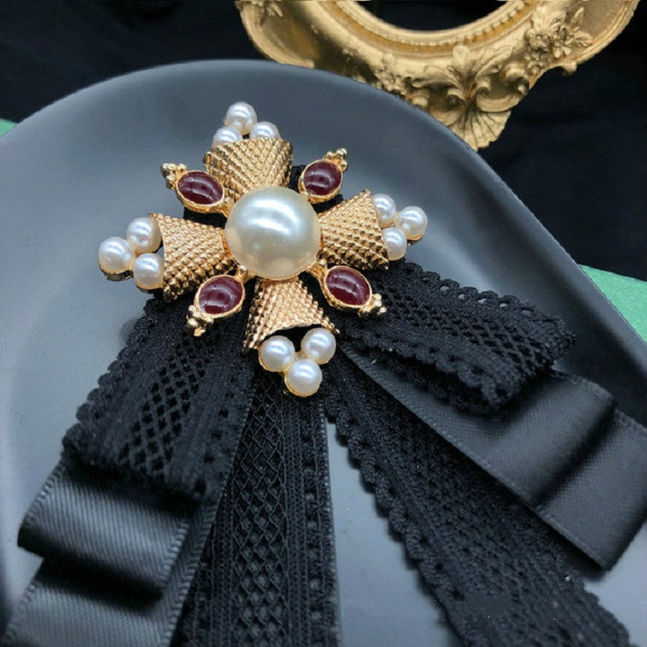 Ladies Court Style Cloth Brooch Lace Bow-knot Bow Tie Costume Accessories, Pin Buckle Version, Tie Belts Version