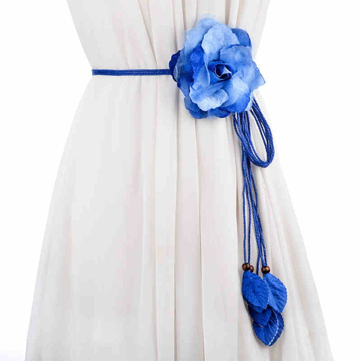 Women Wild Long Thin Belt Flower Tassel Decorative Belt