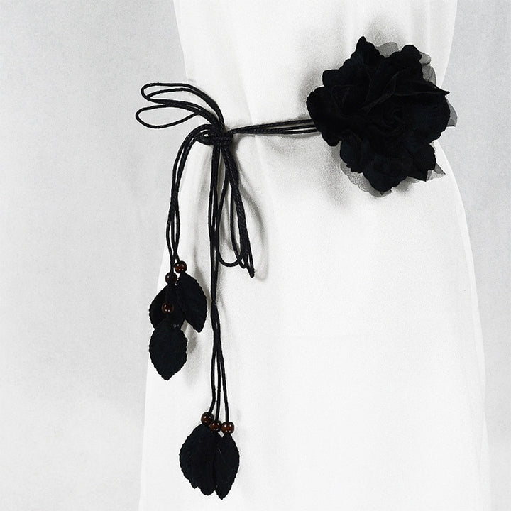 Women Wild Long Thin Belt Flower Tassel Decorative Belt