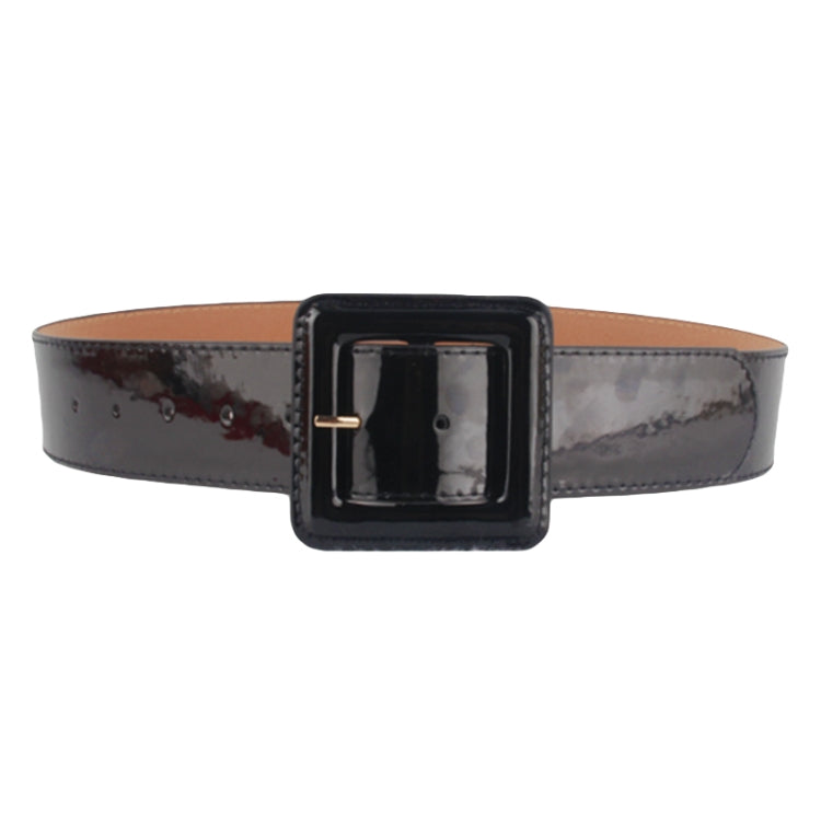 Square Buckle PU Leather Glossy Wide Belt for Women, Size: 1030 x 48cm