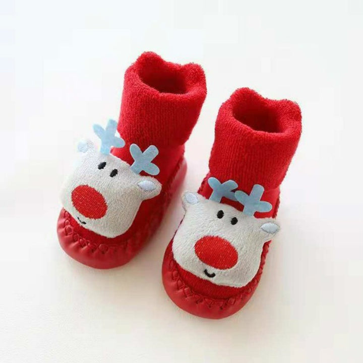 Thicken Baby Toddler Shoes Socks Children Cartoon Doll Christmas Terry Skin Socks, 11CM, 12CM, 13CM