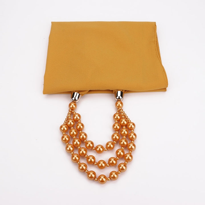 National Style Scarf with Imitation Pearl Necklace