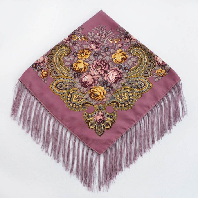 Ethnic Style Retro Tassel Square Scarf Flower Pattern Headscarf Scarf, 90 x 90cm Red, 90 x 90cm Yellow, 90 x 90cm Purple, 90 x 90cm Khaki, 90 x 90cm Black, 90 x 90cm Pink, 90 x 90cm Peacock Blue, 90 x 90cm Middle Blue, 90 x 90cm Sapphire, 90 x 90cm Navy