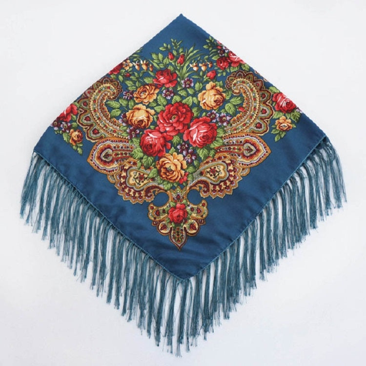 Ethnic Style Retro Tassel Square Scarf Flower Pattern Headscarf Scarf, 90 x 90cm Red, 90 x 90cm Yellow, 90 x 90cm Purple, 90 x 90cm Khaki, 90 x 90cm Black, 90 x 90cm Pink, 90 x 90cm Peacock Blue, 90 x 90cm Middle Blue, 90 x 90cm Sapphire, 90 x 90cm Navy