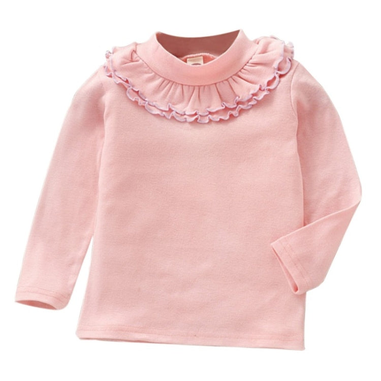 Spring Girls Solid Color Lace Round Neck Bottoming Shirt Children Clothing, 90cm, 100cm, 110cm, 120cm, 130cm