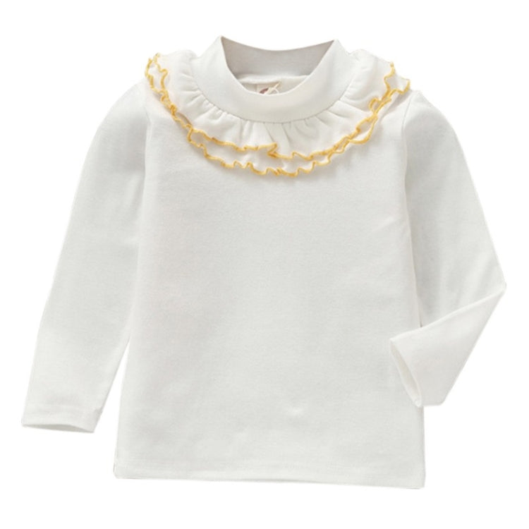 Spring Girls Solid Color Lace Round Neck Bottoming Shirt Children Clothing, 90cm, 100cm, 110cm, 120cm, 130cm