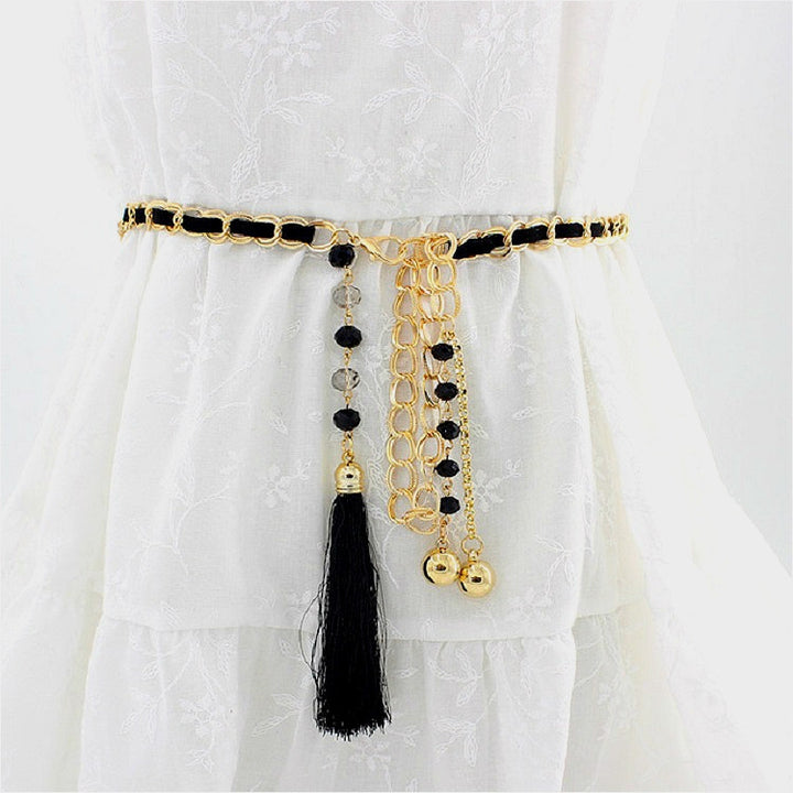 Women Metal Waist Chain Belt Skirt Accessories with Tassel