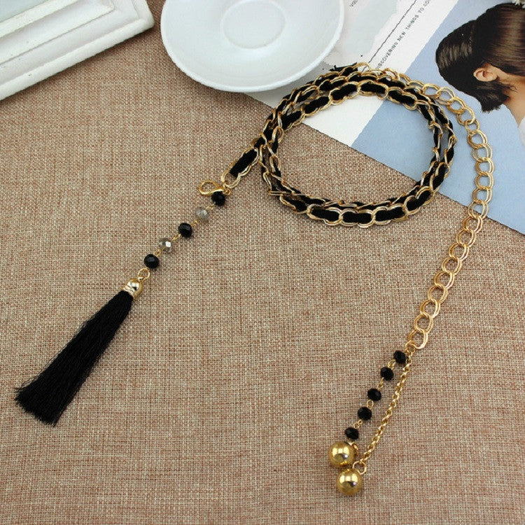 Women Metal Waist Chain Belt Skirt Accessories with Tassel