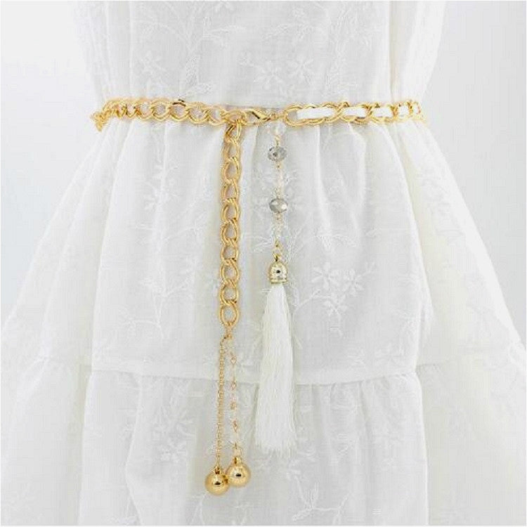 Women Metal Waist Chain Belt Skirt Accessories with Tassel