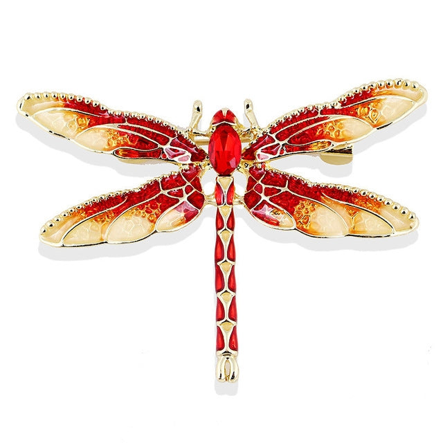 Retro Oil-Dripping Enamel Dragonfly Brooch, Red, Black, Purple, Blue