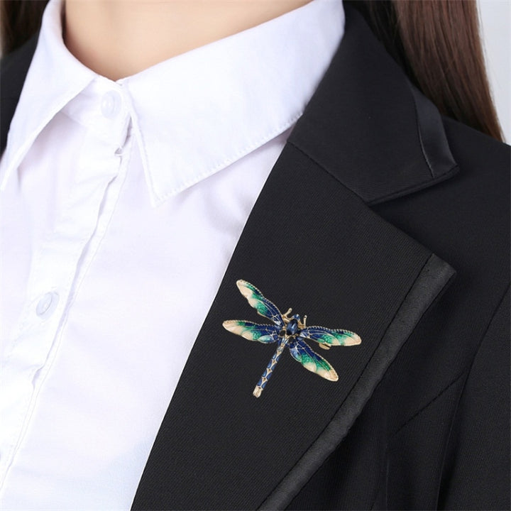 Retro Oil-Dripping Enamel Dragonfly Brooch, Red, Black, Purple, Blue