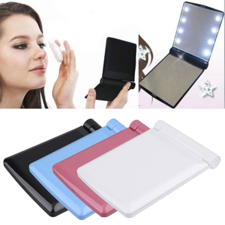 Lady Cosmetic Vanity Mirror Folding Portable Pocket  Built-in LED Lighting Bulbs