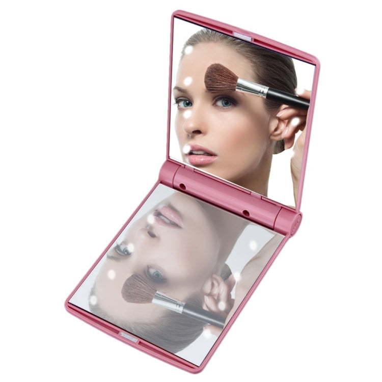 Lady Cosmetic Vanity Mirror Folding Portable Pocket  Built-in LED Lighting Bulbs