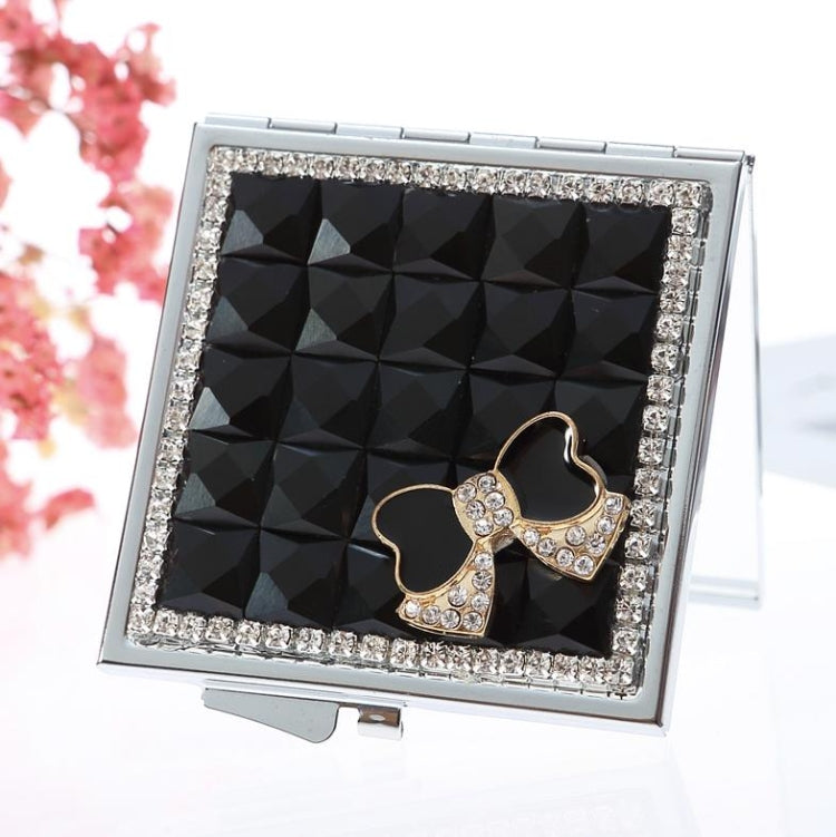 Hand-made Diamond Mini Folding Cosmetic Mirror Portable Mirror Double-side Gem Bow