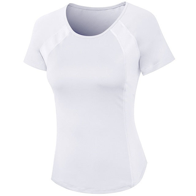 Tight Round Neck Sports Short Sleeve T-shirt For Ladies, S, M, L, XL, XXL