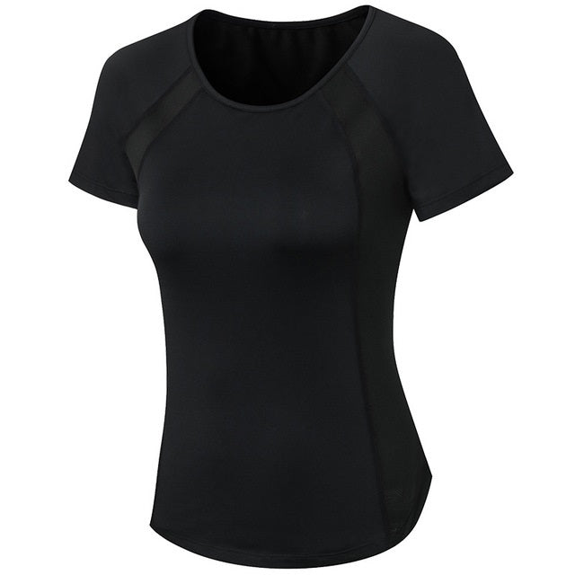 Tight Round Neck Sports Short Sleeve T-shirt For Ladies, S, M, L, XL, XXL