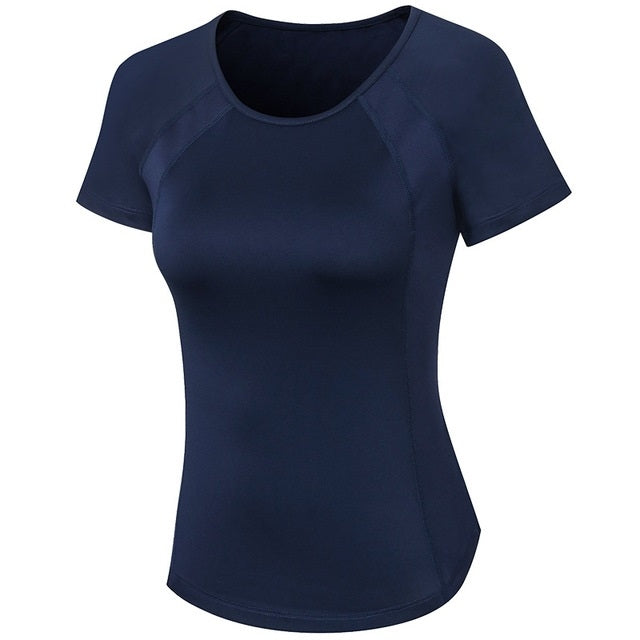 Tight Round Neck Sports Short Sleeve T-shirt For Ladies, S, M, L, XL, XXL