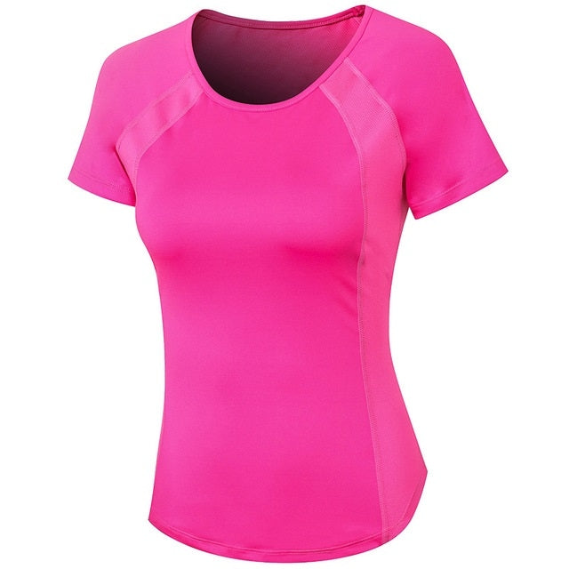 Tight Round Neck Sports Short Sleeve T-shirt For Ladies, S, M, L, XL, XXL