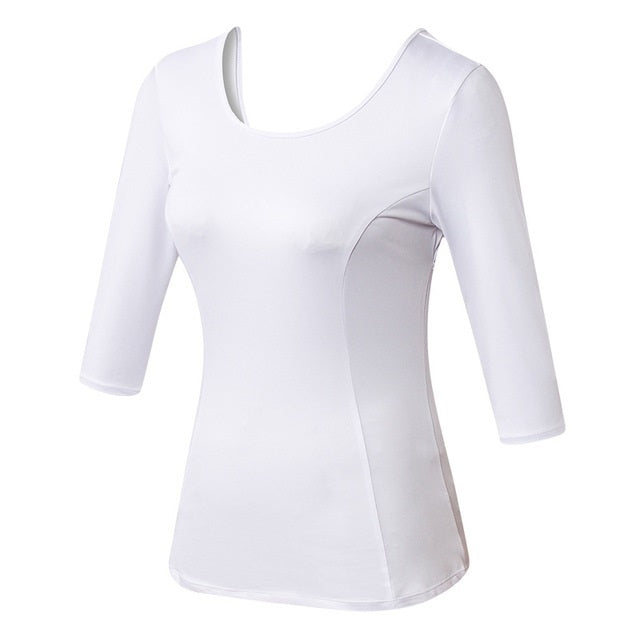 Back Cross Medium-length Sleeve Yoga Sportswear For Ladies, S, M, L, XL, XXL