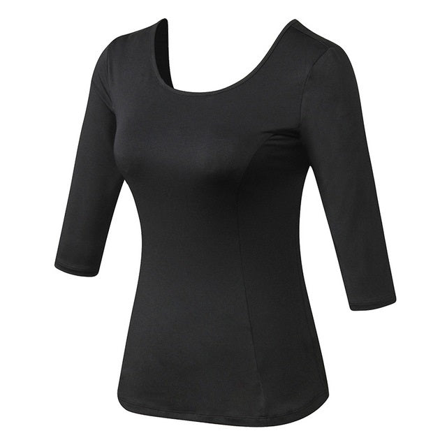 Back Cross Medium-length Sleeve Yoga Sportswear For Ladies, S, M, L, XL, XXL