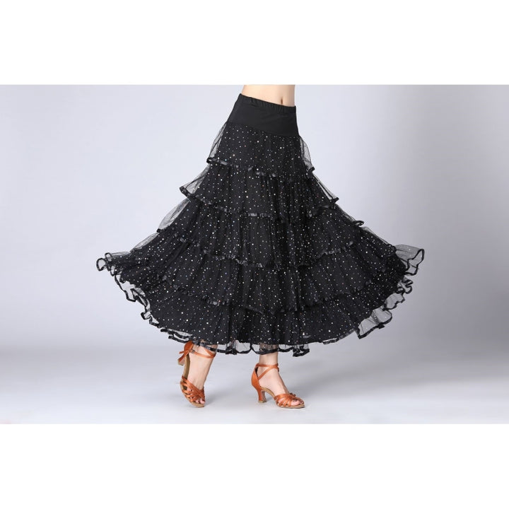 Sequin Swing Modern Dance Long Skirt Competition Costume, Free Size