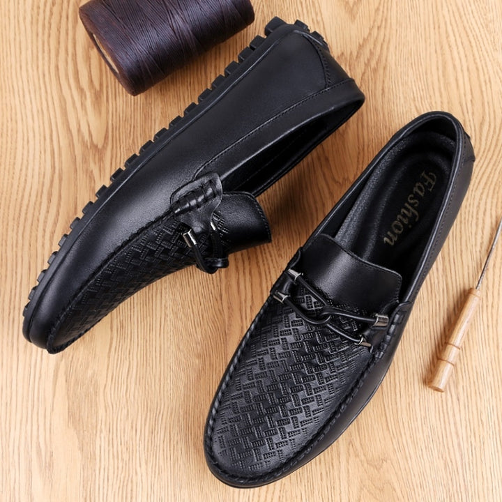 Soft and Comfortable Round Head PCowpea Embossing Surface Leather Shoes for Men, 37, 38, 39, 40, 41, 42, 43, 44, 45, 46