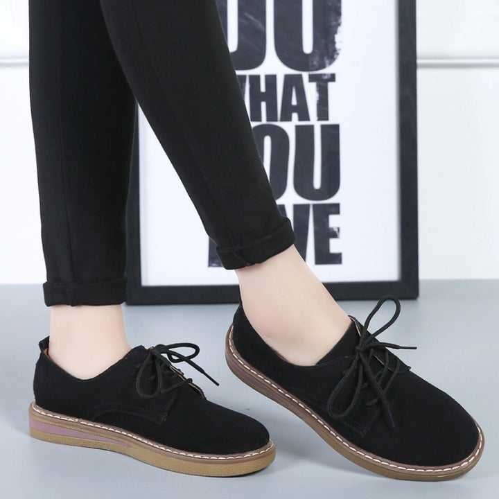 Suede Flat Bottom Lace-up Wear Resistant Fashion Casual Shoes for Woman, 35, 36, 37, 38, 39, 40