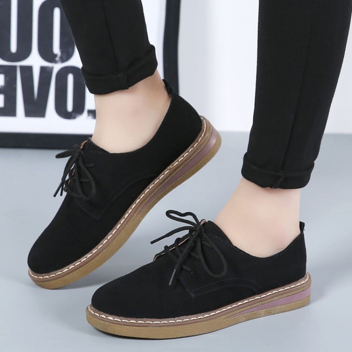 Suede Flat Bottom Lace-up Wear Resistant Fashion Casual Shoes for Woman, 35, 36, 37, 38, 39, 40