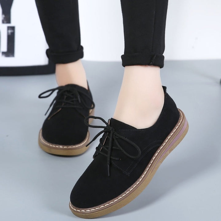 Suede Flat Bottom Lace-up Wear Resistant Fashion Casual Shoes for Woman, 35, 36, 37, 38, 39, 40