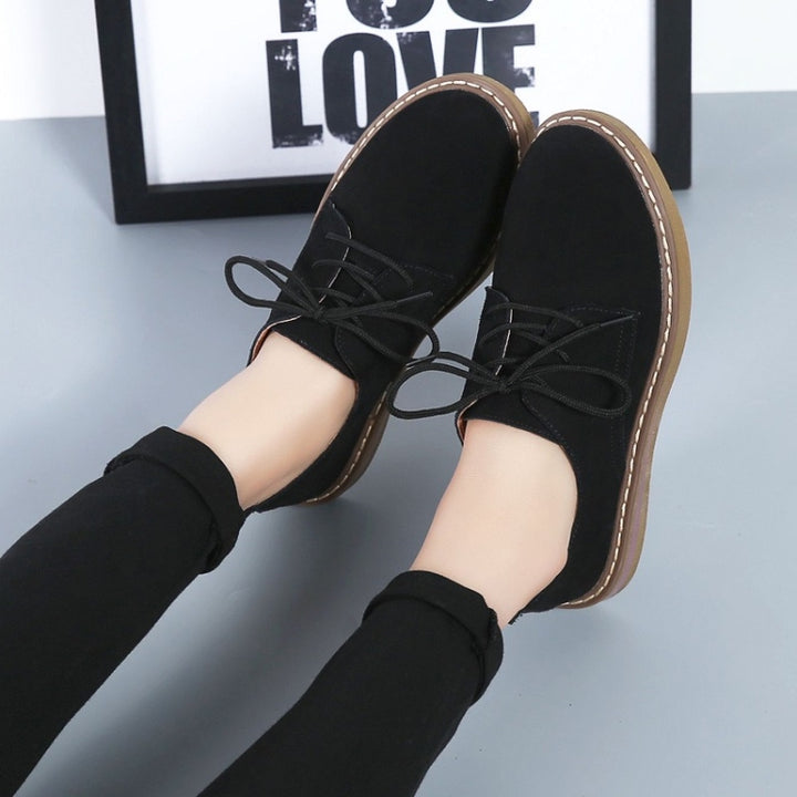 Suede Flat Bottom Lace-up Wear Resistant Fashion Casual Shoes for Woman, 35, 36, 37, 38, 39, 40