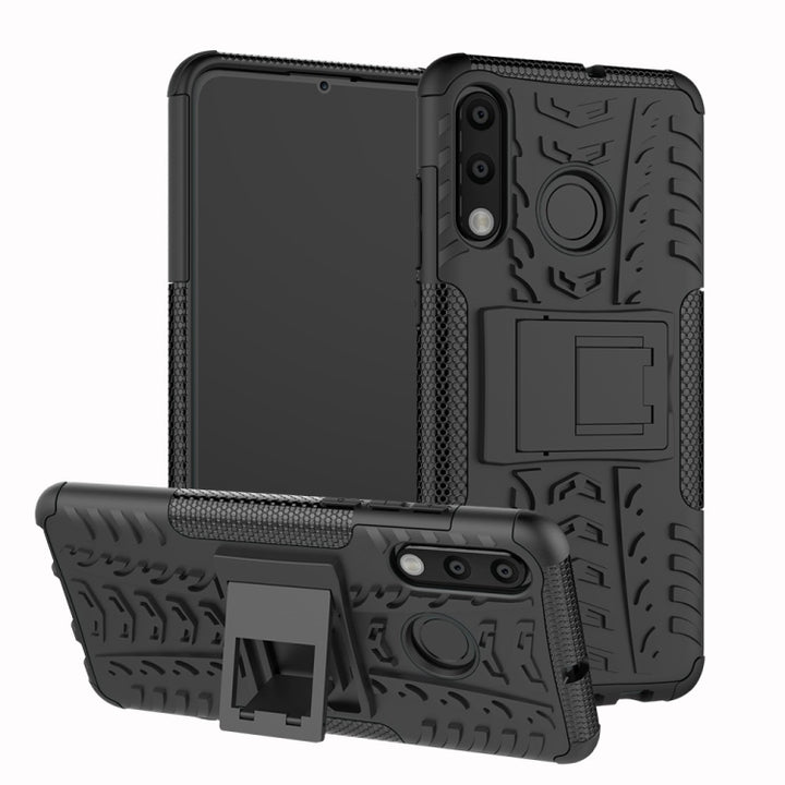 Tire Texture TPU+PC Shockproof Phone Case for Huawei P30 Lite / Nova 4e, with Holder, For Huawei P30 Lite