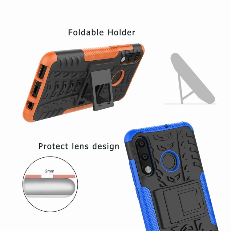 Tire Texture TPU+PC Shockproof Phone Case for Huawei P30 Lite / Nova 4e, with Holder, For Huawei P30 Lite