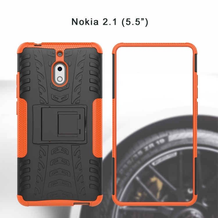 Tire Texture TPU+PC Shockproof Phone Case for Nokia 2.1, with Holder