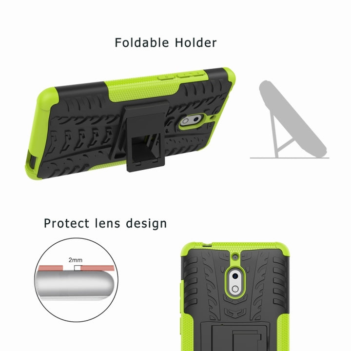 Tire Texture TPU+PC Shockproof Phone Case for Nokia 2.1, with Holder