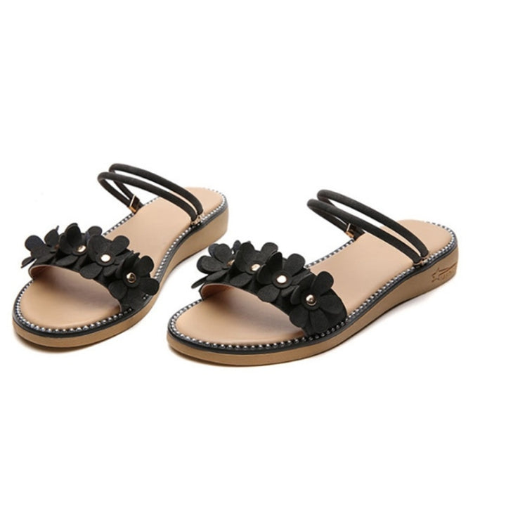 Casual Wild Flower Flat Sand Booth Two-wear Non-slip Sandals slippers for Women, 35, 36, 37, 38, 39, 40