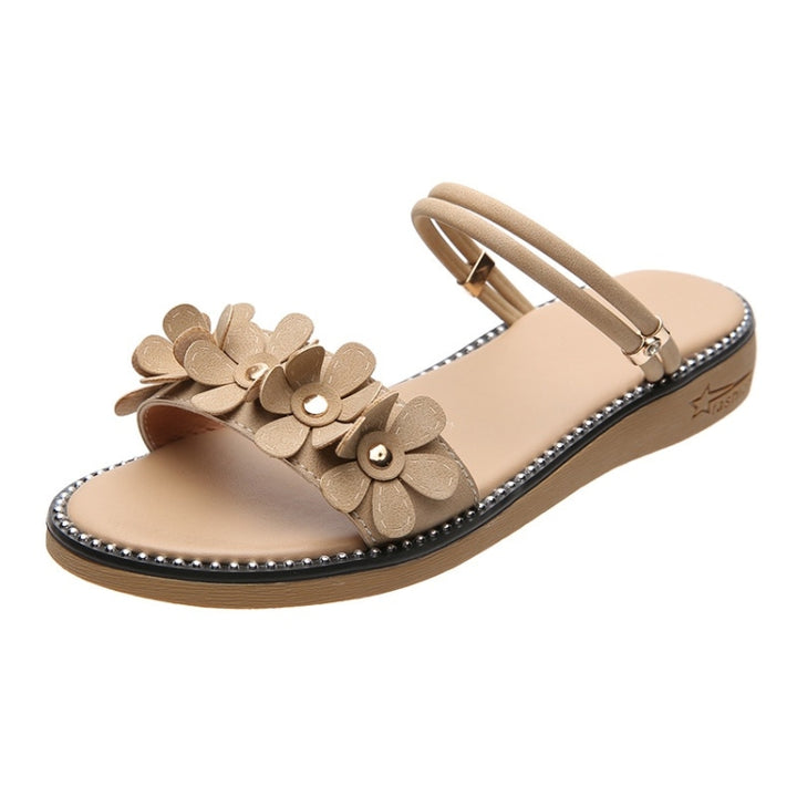 Casual Wild Flower Flat Sand Booth Two-wear Non-slip Sandals slippers for Women, 35, 36, 37, 38, 39, 40