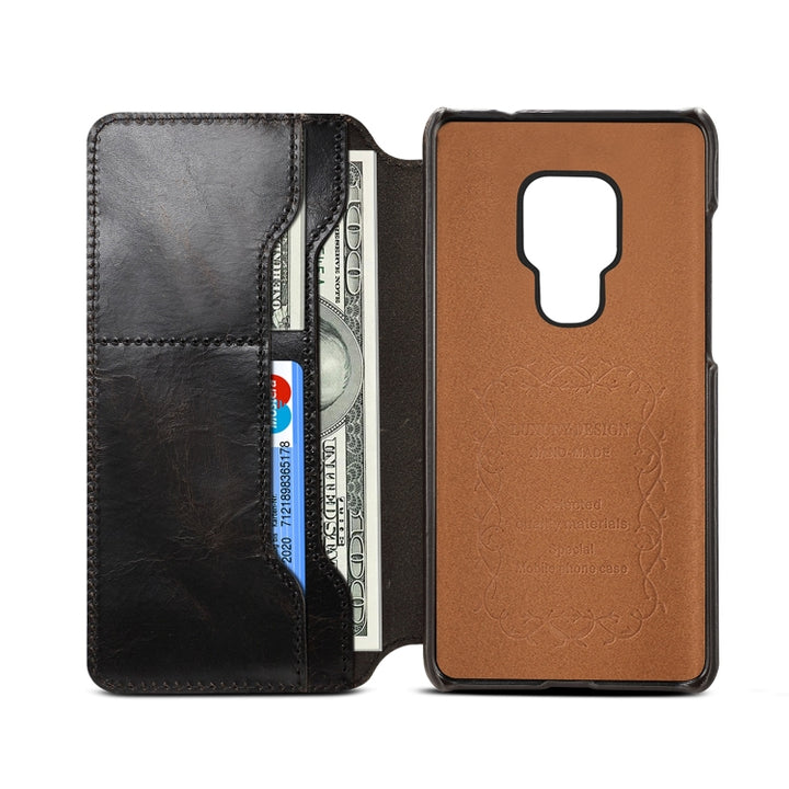 Oil Wax Cowhide Horizontal Flip Leather Case for Huawei Mate 20, with Card Slots & Wallet, For Huawei Mate 20