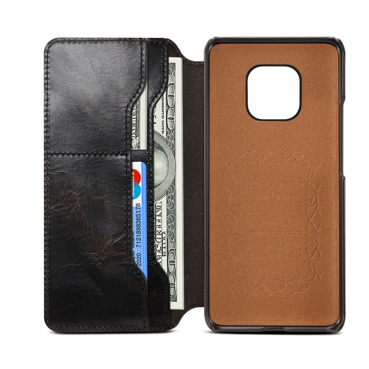 Oil Wax Cowhide Horizontal Flip Leather Case for Huawei Mate 20 Pro, with Card Slots & Wallet, For Huawei Mate 20 Pro