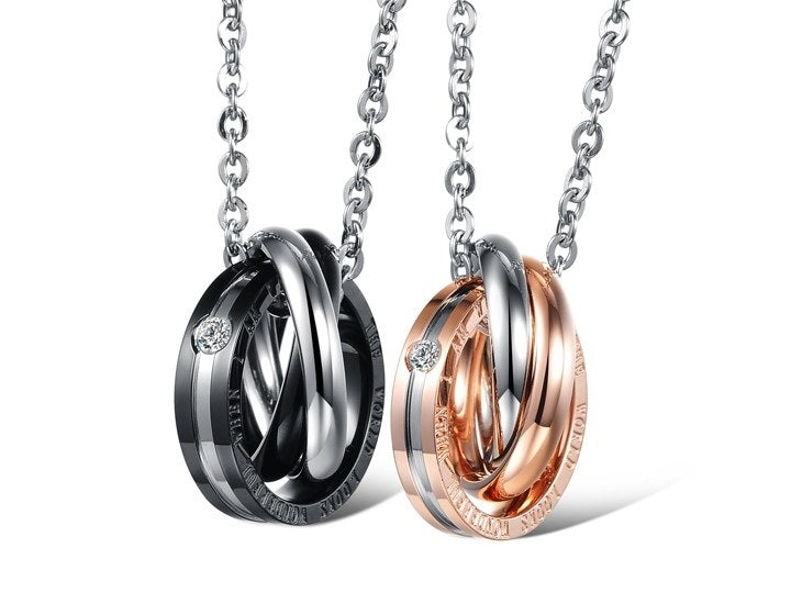 OPK Interlocking Titanium Steel Couple Necklace