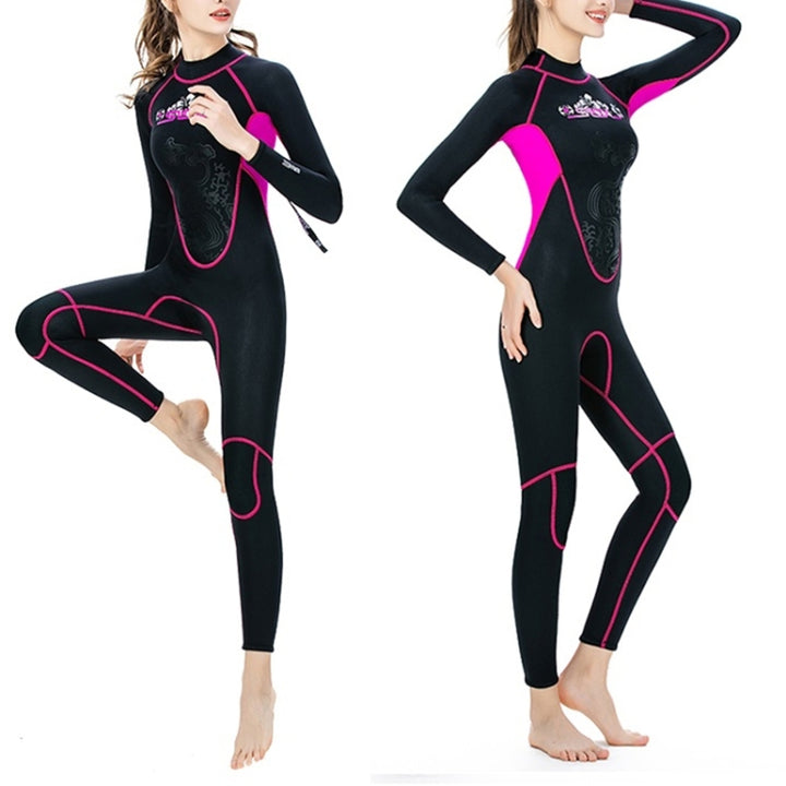 SLINX 1102 3mm Neoprene Super Elastic Wear-resistant Warm Cold-proof Two-color U Shape Stitching One-piece Long Sleeve Wetsuit for Women