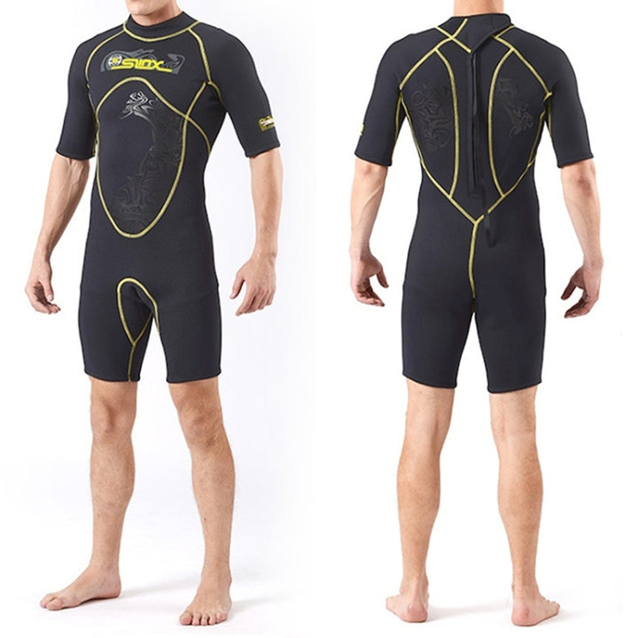 SLINX 1103 3mm Neoprene Super Elastic Wear-resistant Warm Y-splicing Wet Short-sleeved One-piece Wetsuit for Men