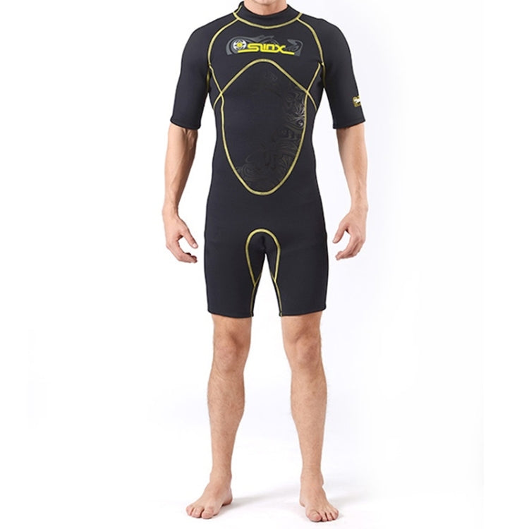 SLINX 1103 3mm Neoprene Super Elastic Wear-resistant Warm Y-splicing Wet Short-sleeved One-piece Wetsuit for Men